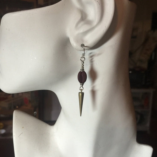 Earrings With French Clock Weights Coffee Bean Glass by Kate Drew-Wilkinson