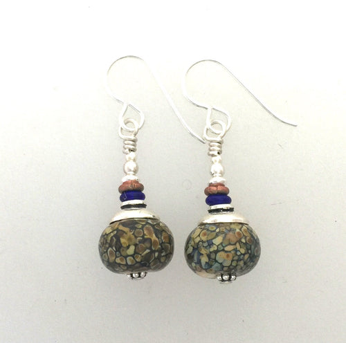 Lamp Work Pebble Glass Bead Earrings By Kate Drew-Wilkinson