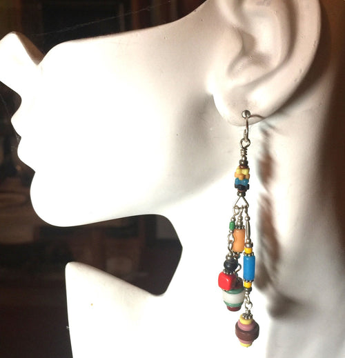 Multicolored Glass Trade Bead Earrings Kate's Collection #1
