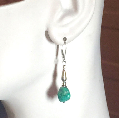 Earrings Turquoise Nuggets and Sterling Silver