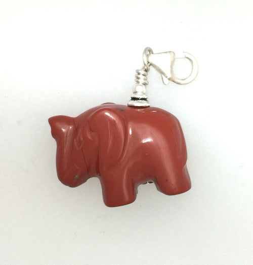 Elephant Zipper Pull Jasper Stone and Sterling Silver