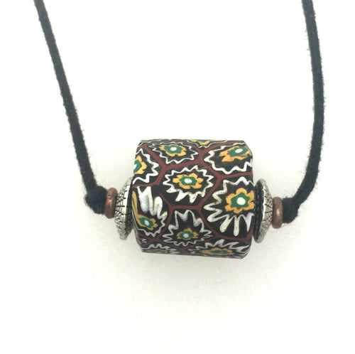 African Trade Bead Two Knot Necklace