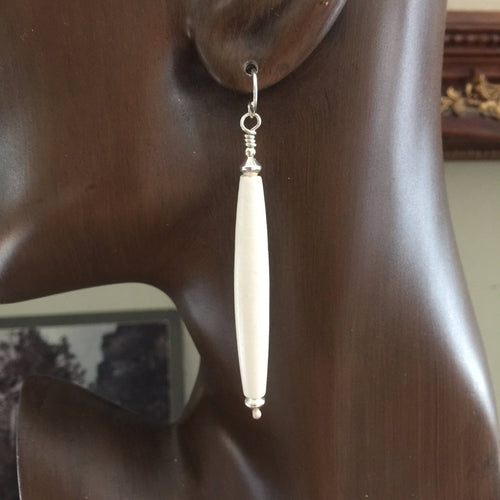 Hairpipe Bone and Sterling Silver Earrings