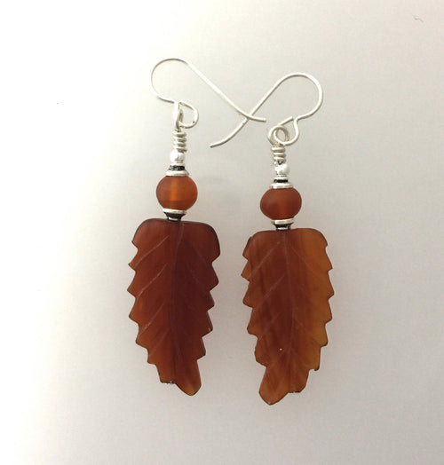 Buffalo Horn Hand Carved Bead Earrings  B