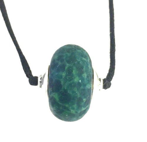 Lamp Work Greens Glass Bead Necklace