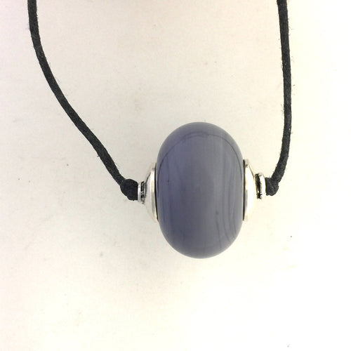 Lamp Work Grey Glass Bead Necklace