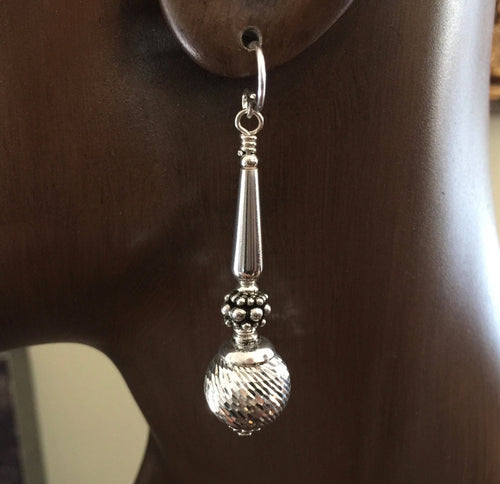 Sterling Silver Bead Styles in Diamond Cut Dangle Earrings by Kate Drew-Wilkinson No4.