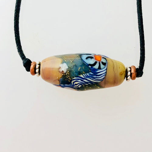 Lamp Work Two Knot Necklace Beige Matrix