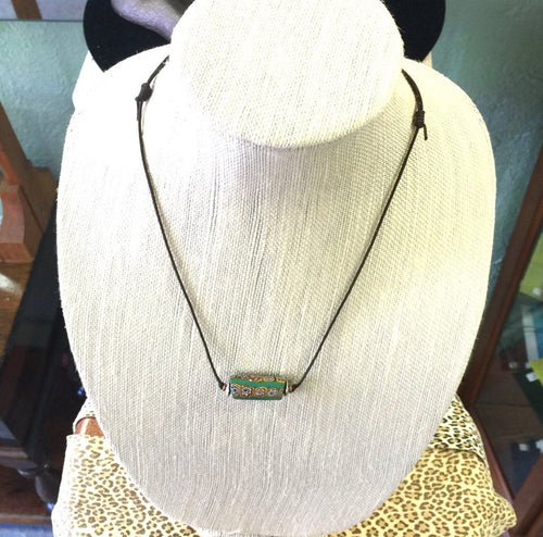 African Trade Bead Green on Two Knot Cord