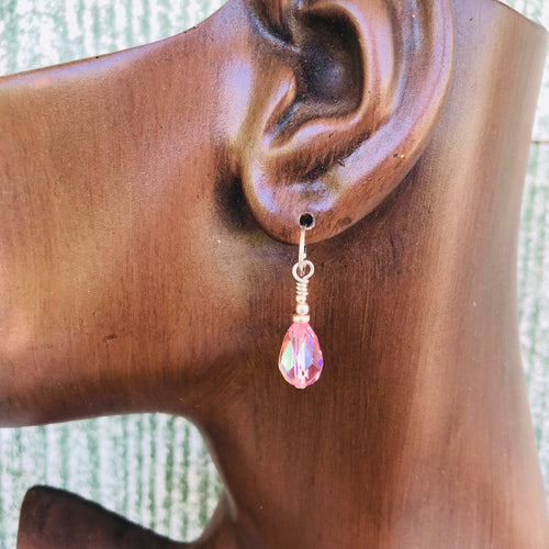 Rose Swarovski Crystal Drop Earrings