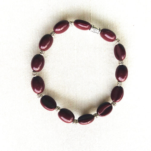 Coffee Beans Glass Bracelet on Strong Elastic. 6 1/2 ins