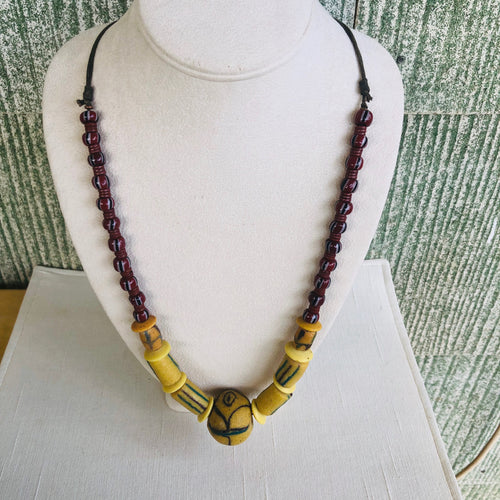 African Trade Bead Necklace Rare Sandcast