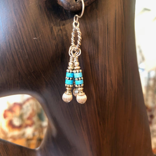 Earrings Turquoise and Sterling Silver 3 parts  Kate Drew-Wilkinson