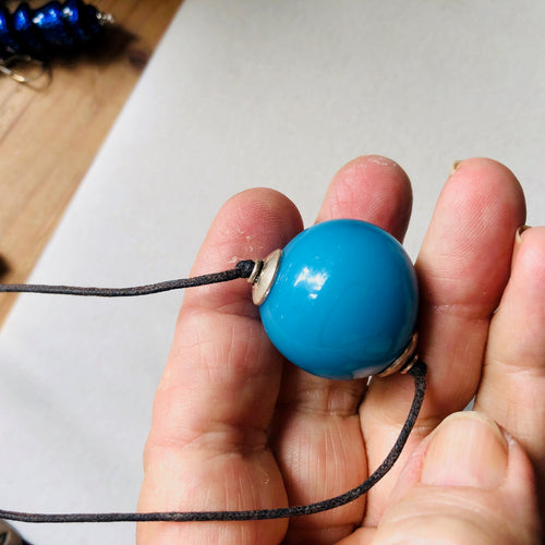 Glass Turquoise Lamp Work Bead With Sterling Silver  Kate Drew-Wilkinson