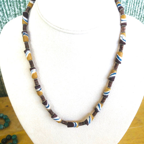 African Trade Bead Sand Beads Necklace #2  19 ins