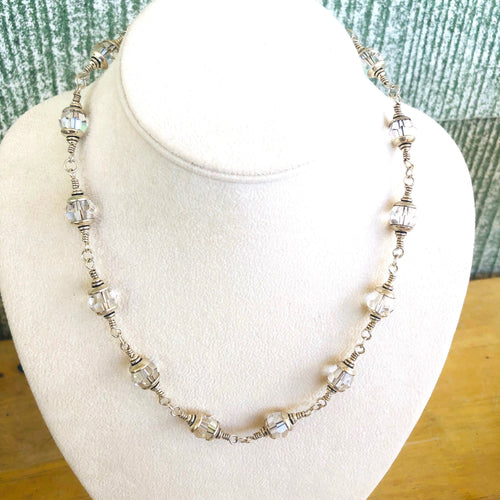Swarovski Crystal And Sterling Silver Classical Necklace 18 ins.