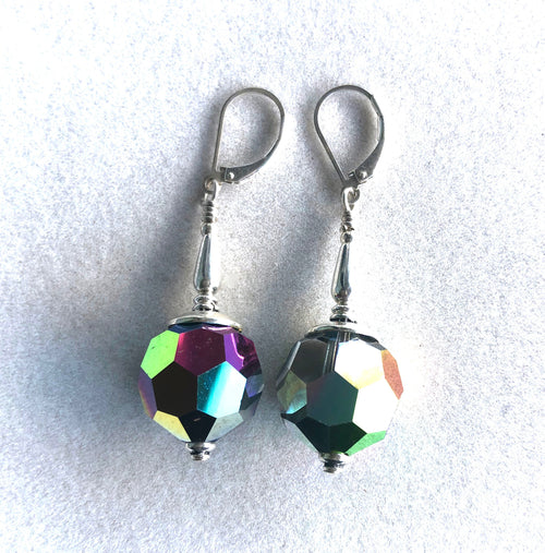Swarovski Crystal Vitrail Light  10mm And Sterling Silver Earrings
