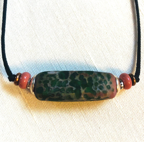 Lamp Work Beads in Two Knot Necklace