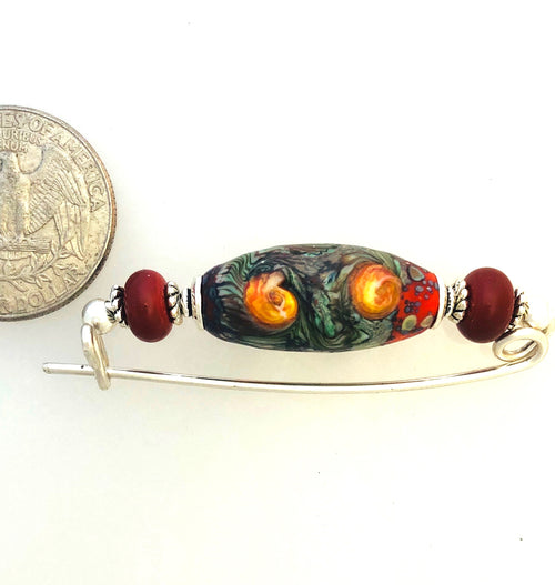 Shawl or Hat Lamp Work Pin, Large and Strong on 16 gauge Sterling Silver   Kate Drew-Wilkinson