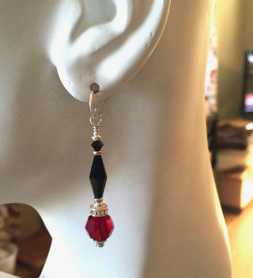 Swarovski Crystal Earrings    Black and Red  Kate Drew-Wilkinson  Sale