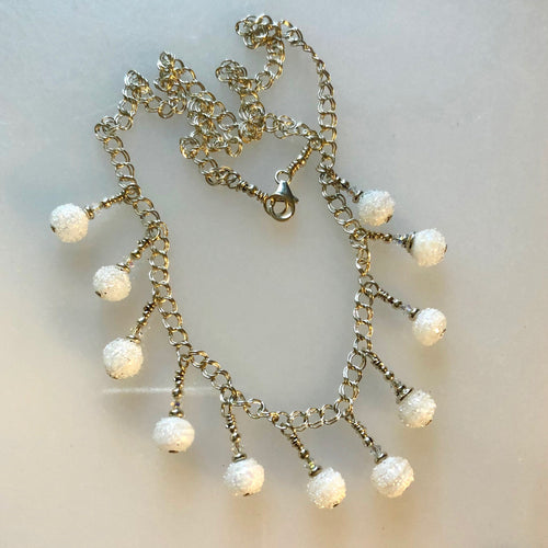 White Christmas Necklace Snow Balls!  Cherry Brand Beads   Kate Drew-Wilkinson