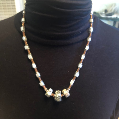 Granite, Aluminum and Copper All Vintage in Necklace    Kate Drew-Wilkinson