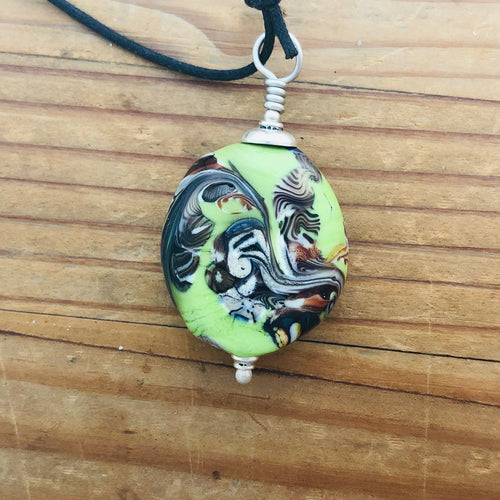 Lamp Work Green Pendant   Kate Drew-Wilkinson