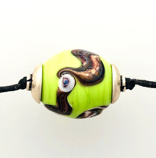 Lamp Work Green Eye Bead Necklace  KateDW
