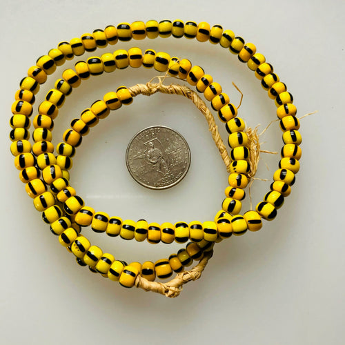 African Trade Beads Vintage Yellow and Black