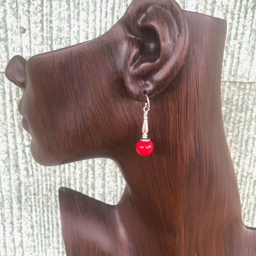 Mediterranian Coral And Sterling Silver Earrings