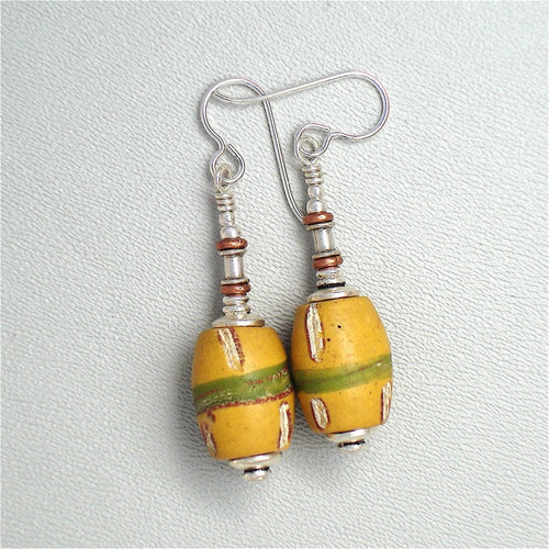 Venetian Fancy Yellow trade bead earrings