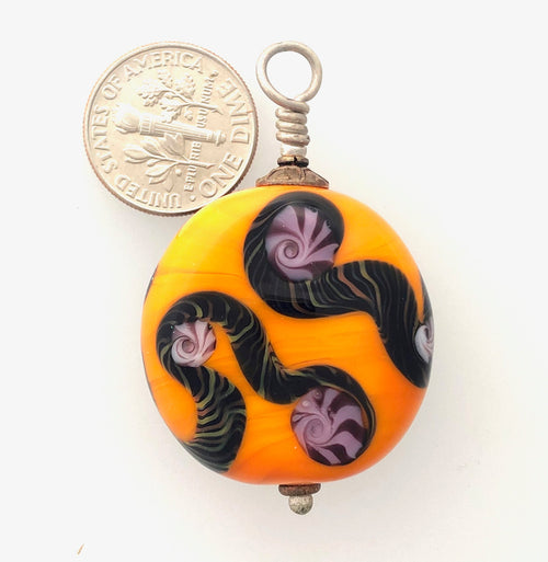 Glass Bead Orange LampWork  Pendant Special KateDW
