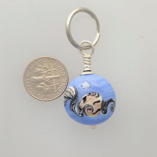 Lamp Work Blue Glass Key Ring Small Special Kate DW