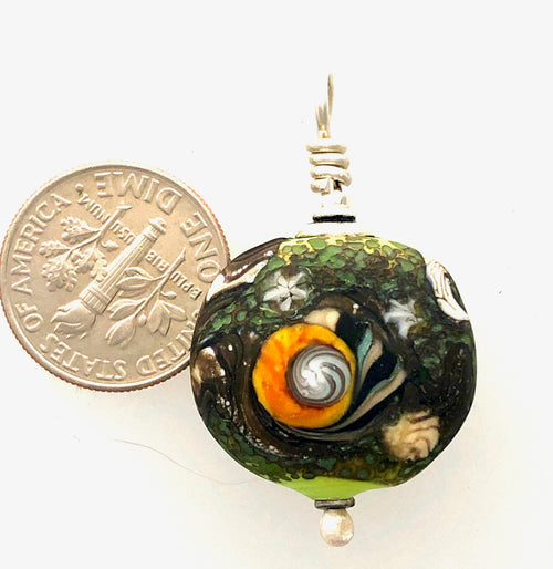 Lamp Work Small Matte With Silver Pendant  Special KateDW