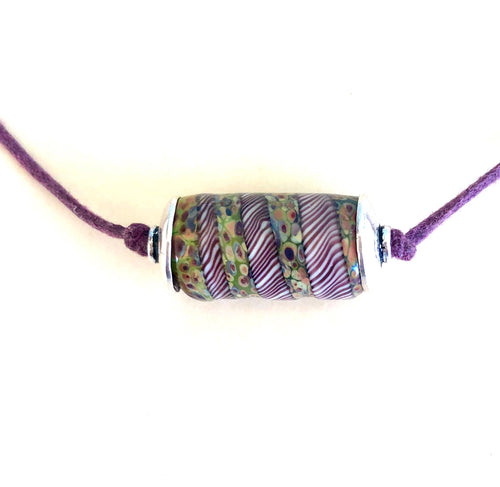 Lamp Work "Boy Bead" With Sterling Silver on Two Knot Cord  KateDW