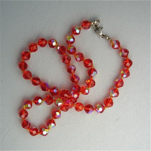 Swarovski Crystal hand knotted necklace in Sun AB
