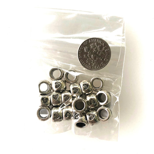 Pewter Beads With Hearts