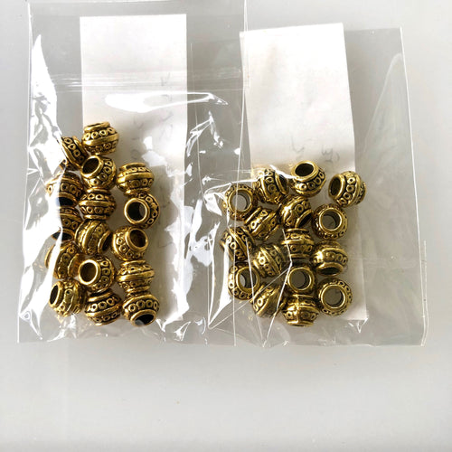 Destash Gold Tone Large Hole Pewter Beads