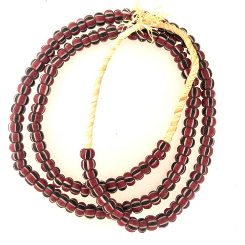 African Trade Beads Brown on Original Raffia