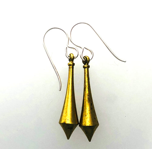 French Brass Clock Weight Earrings