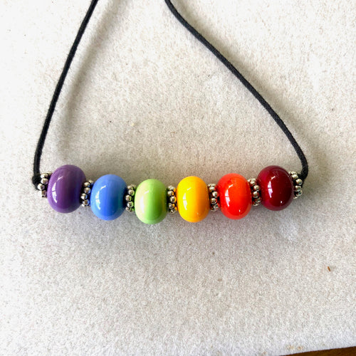 Lamp Work Glass Rainbow Necklace
