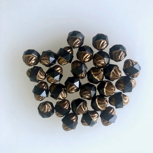 Black and Gold Vintage Glass Beads