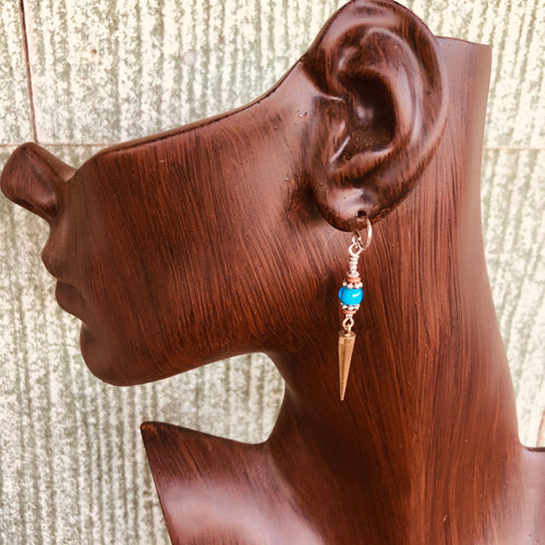 Earrings Teal African Glass With Vintage French Clock Weights KateDW