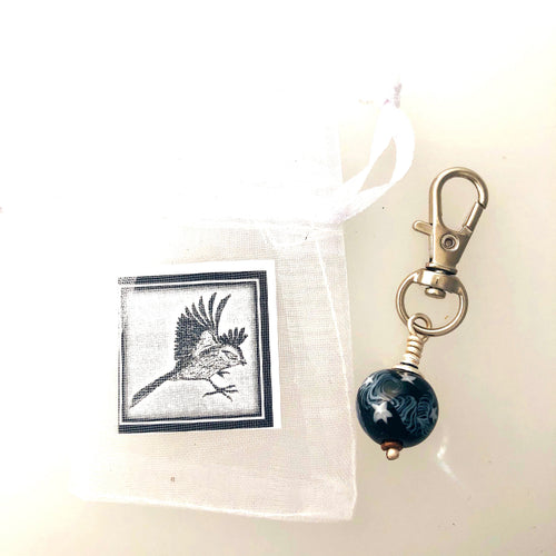 Key Ring Zip Pull Night Sky