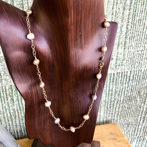 Real Baroque Pearls in 14 Ct Gold Chain with 2 Clasps 20 nches.