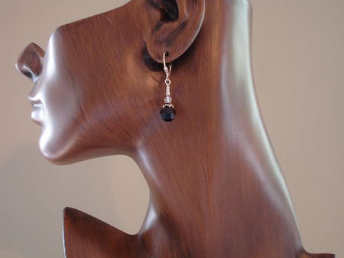Swarovski Victorian Style Crystal Earrings in Jet and Clear