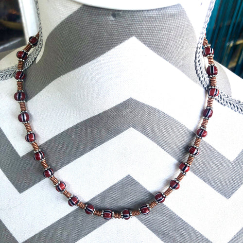 Brown Necklace African Trade Beads Uptown Tribal Collection 18 ins.