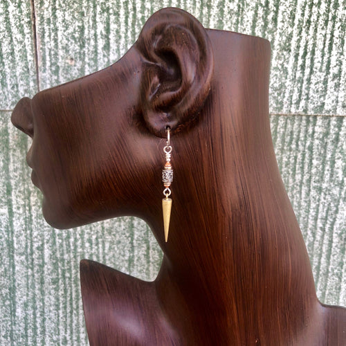 Earrings Uptown Tribal. Israeli Silver, and Vintage French Clock Weights