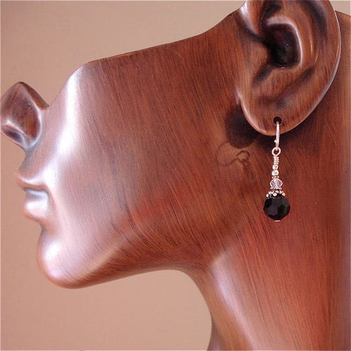 Swarovski Crystal Earrings in Jet and Clear.