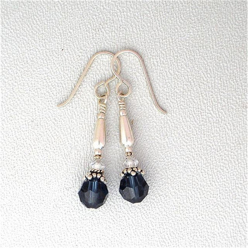 Swarovski Crystal Earrings Montana Blue Clear and Silver